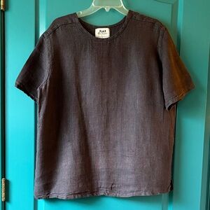 FLAX LINEN SHORT SLEEVE TOP MEDIUM
